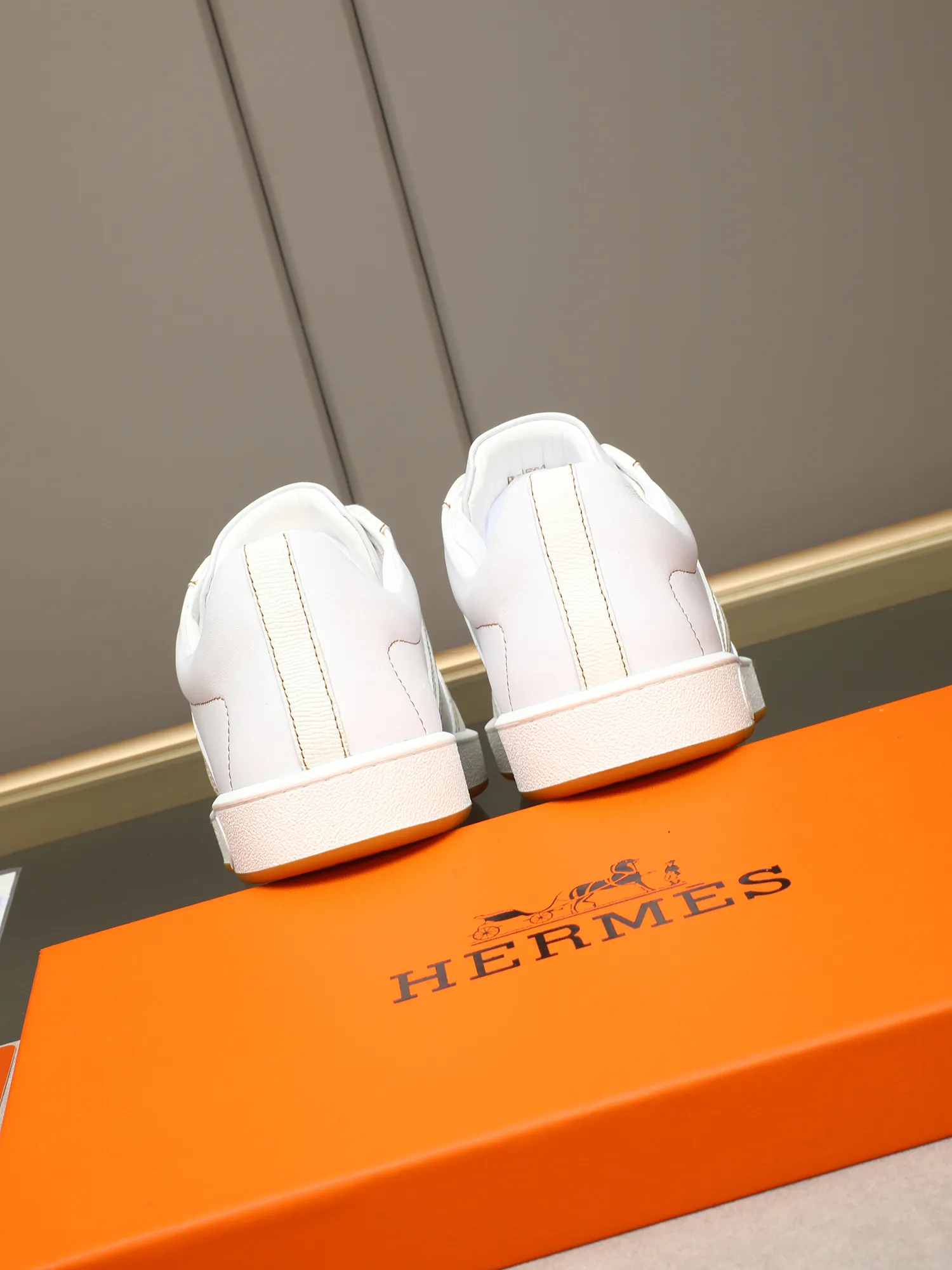 Men's shoes 💰720 [HERMES] Hermès - High-end quality original 🔍🔍🔍 casual sneakers - Upper: 🔝 Napa calfskin, shoe body sewn with brand 'H' totem - Lining: water-dyed cowhide - Outsole: original TPR. :38-44 (45, can be customized)